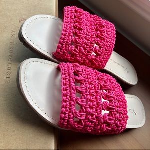 NIB Anthropologie Pia Pink Slide Sandals Size 7